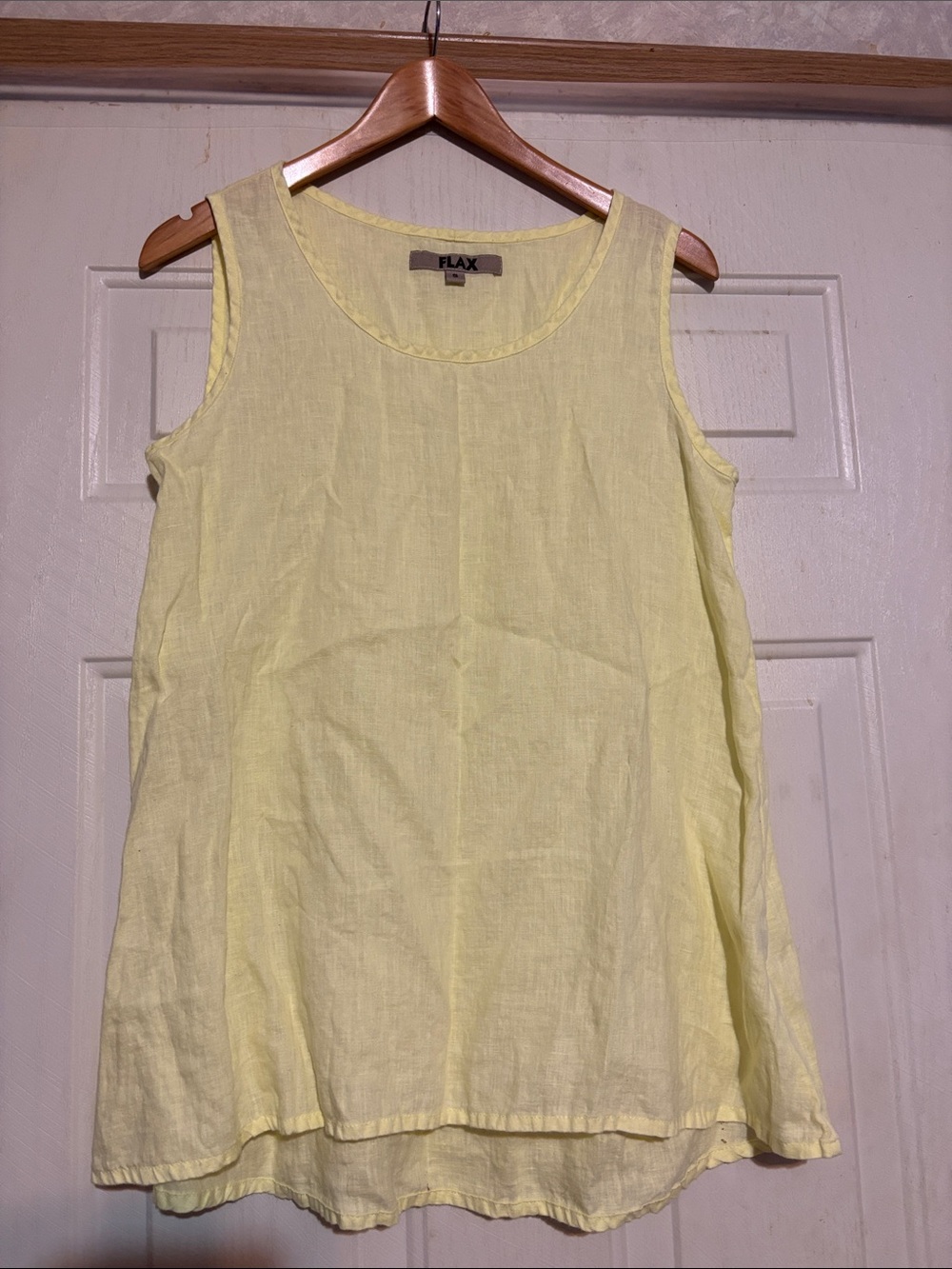 Flax Pale Yellow Linen Scoop Neck Tank